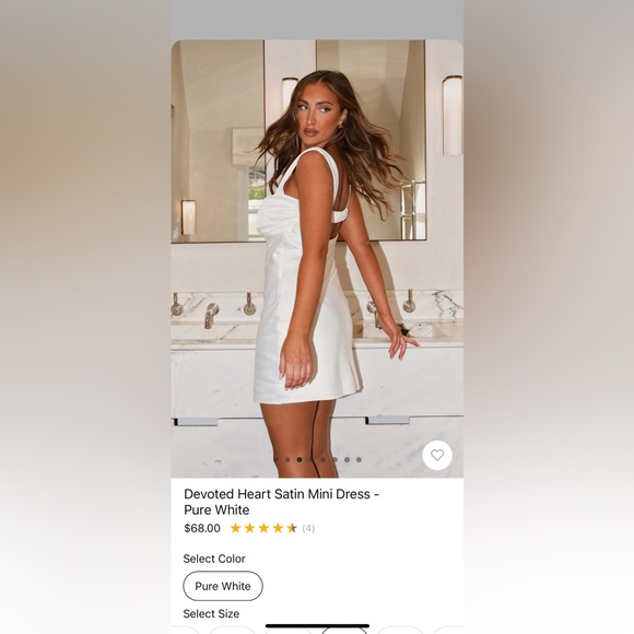 Devoted heart satin mini dress in pure white - Picture 4 of 6